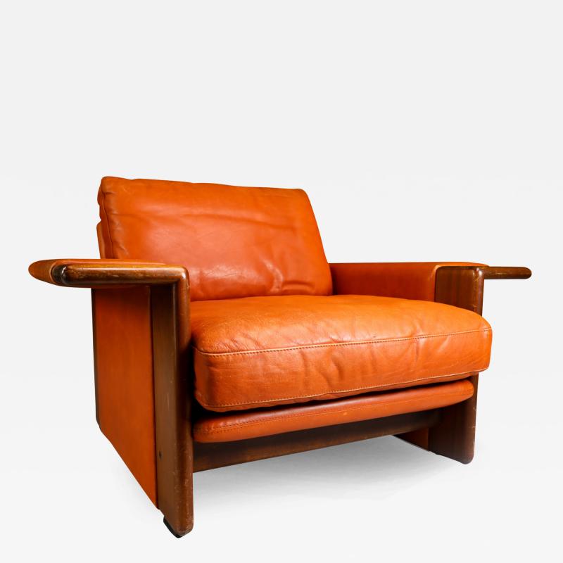  Asko 1970s Asko of Finland orange leather armchair