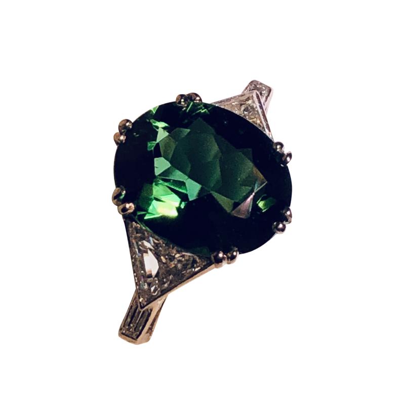  Asprey Asprey Tourmaline triangular Diamond Platinum Ring