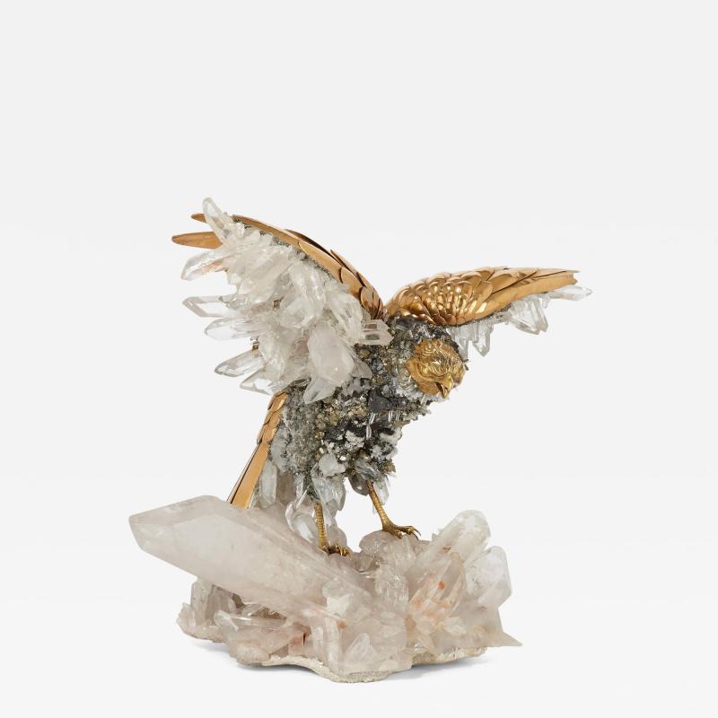  Asprey Large quartz crystal and vermeil bird model by Asprey