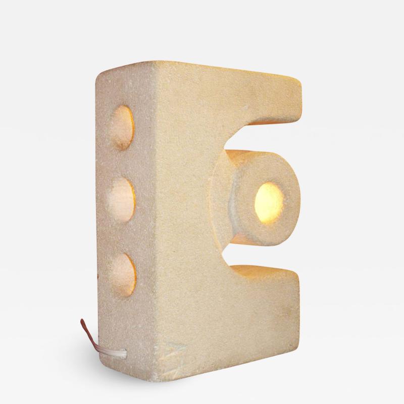  Atelier A Unique French Mid Century Modern Limestone Table Lamp Sculpture by Atelier A