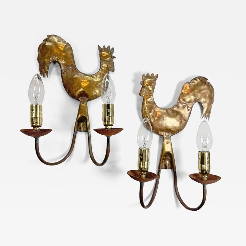  Atelier Cerenne of Vallauris Fabulous Pair of 1950 s wall lights au coq Atelier Cerenne of Vallauris