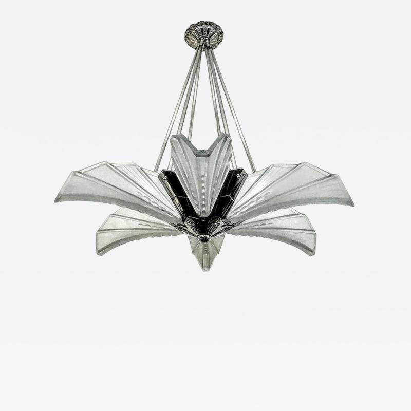  Atelier E J G French Art Deco Chandelier Pendant by Atelier E J G