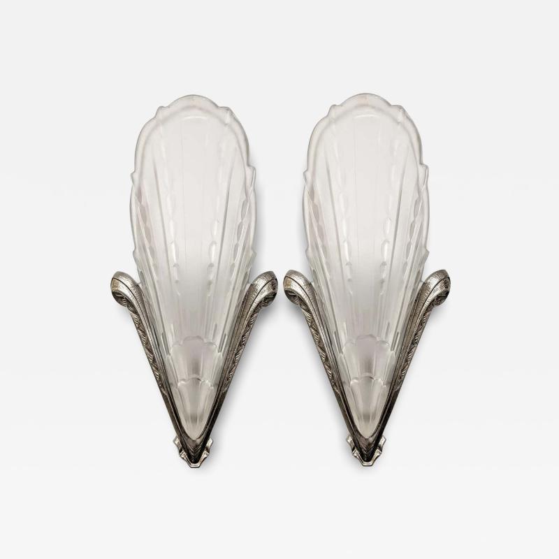  Atelier E J G Pair of French Art Deco Wall Sconces by E J G 
