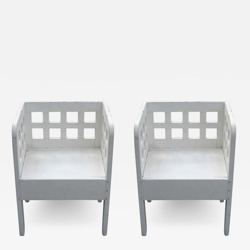  Atelier Martine Pair of French Early Modern Geometric Lounge Chairs Style of Atelier Martine