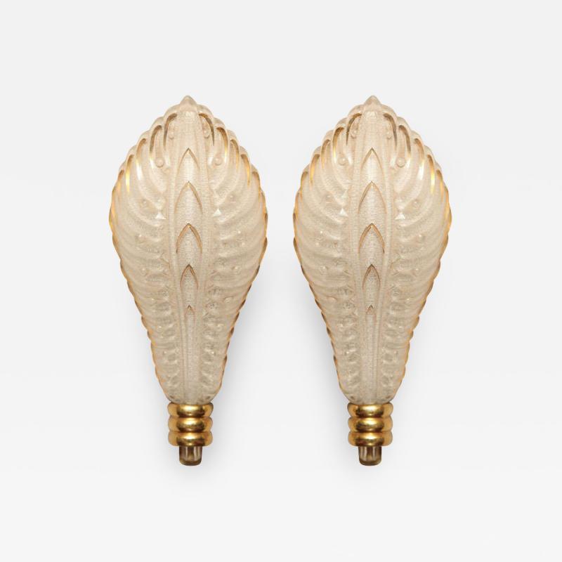  Atelier Petitot Ezan Glass Pair of Wall Sconces by Ezan