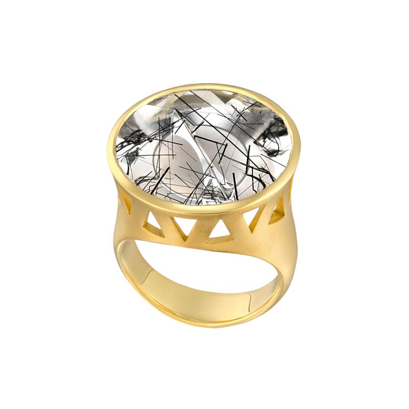  Atelier Tom Munsteiner Atelier Munsteiner Magic Face Black Tourmaline Quartz One of a Kind Gold Ring