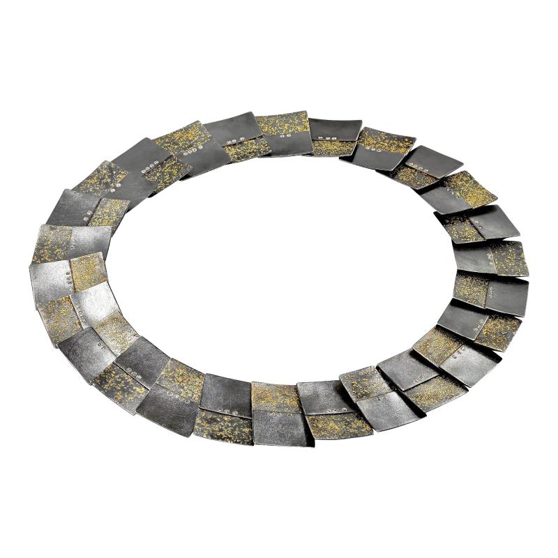  Atelier Zobel Alternating Diamond Yellow Gold Oxidized Silver Link Necklace Atelier Zobel