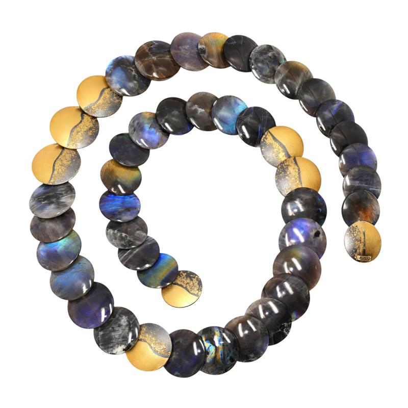  Atelier Zobel Spectrolite Labradorite Gold Oxidized Silver Disc Necklace Atelier Zobel 2026