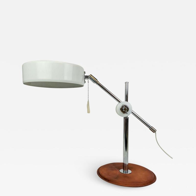  Atelje Lyktan Vintage Midcentury brown Leather Chrome Atelje Lyktan Desk Lamp Sweden