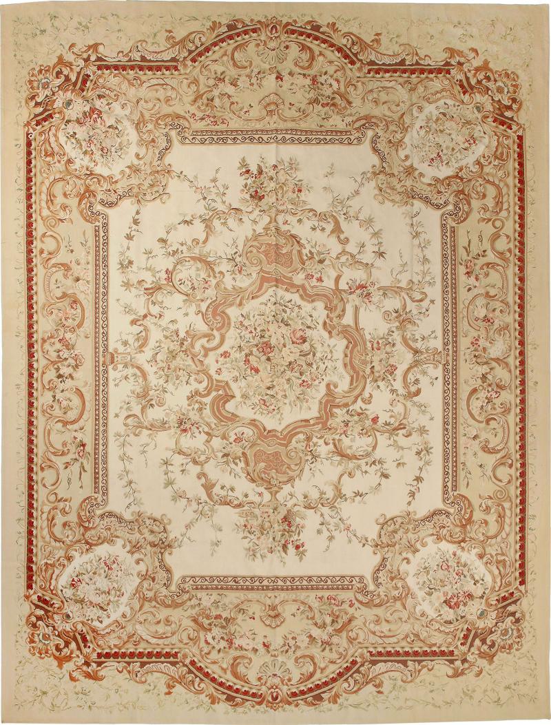  Aubusson Flowers and Garlands French Aubusson Rug 19th Century 1920s France