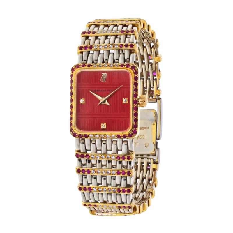  Audemars Piguet AUDEMARS PIGUET 18K TWO TONE RED DIAL RUBY AND DIAMOND WATCH