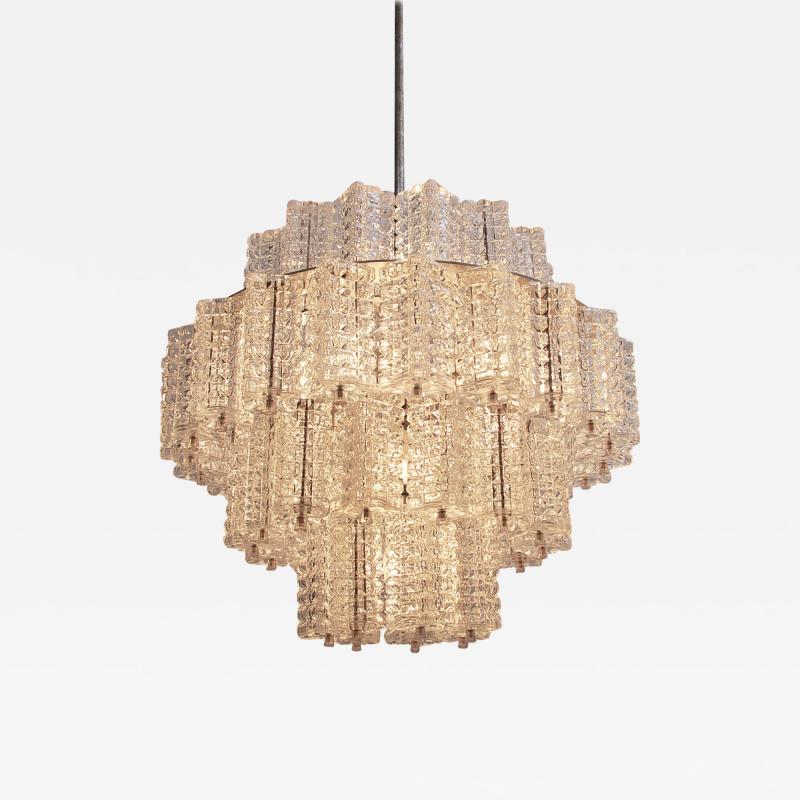  Austrolux Leuchten One of Six Huge and Rare Glass Chandeliers by Austrolux