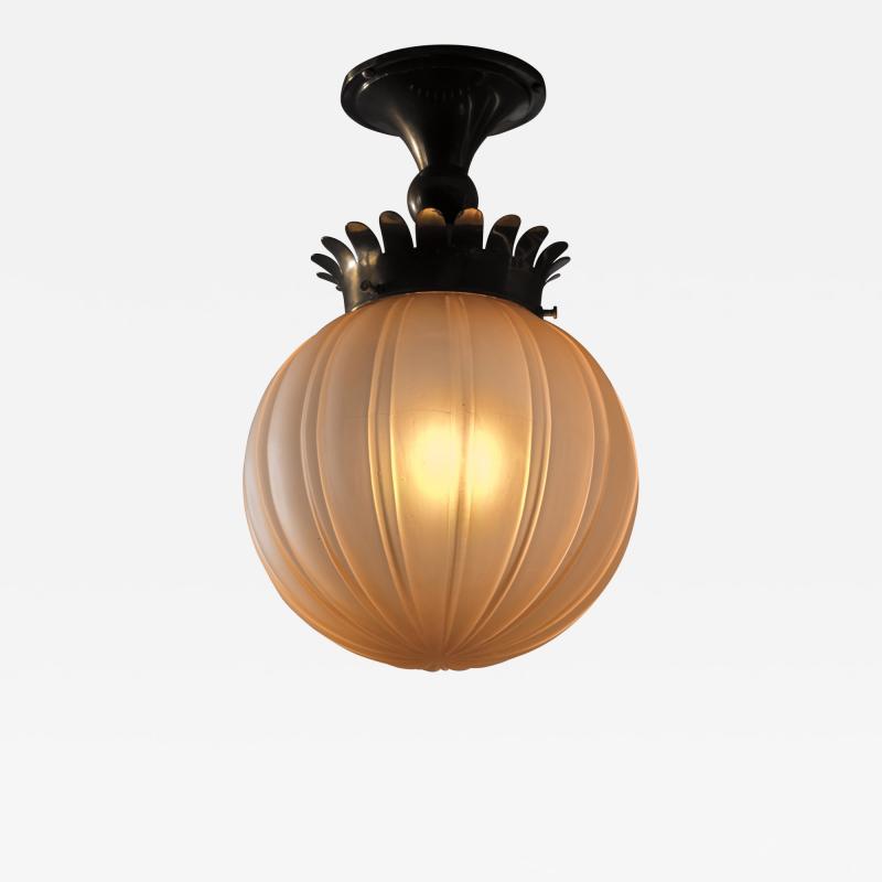  B hlmarks AB Bohlmarks Bohlmarks amber glass and brass Art Deco ceiling lamp