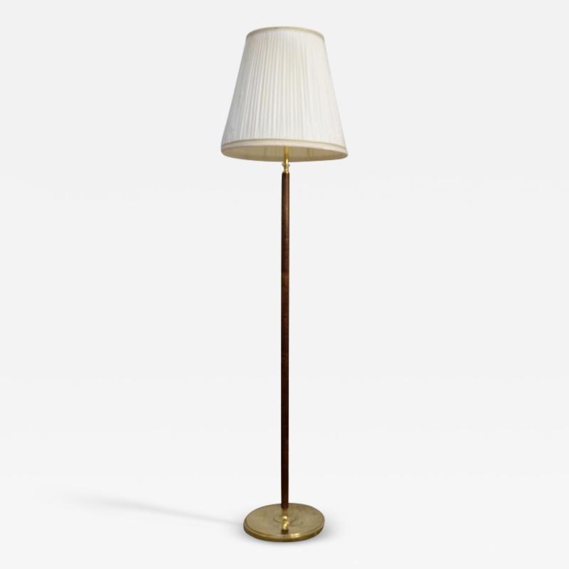  B hlmarks AB Bohlmarks Mid Century Floor Lamp Brass and Polished Wood B hlmarks Sweden 1940s