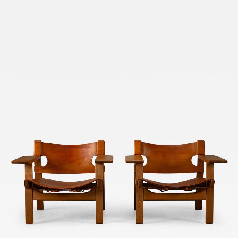  B rge Mogensen Borge Mogensen Pair of BM2226 Spanish Chairs B rge Mogensen Denmark 1960s