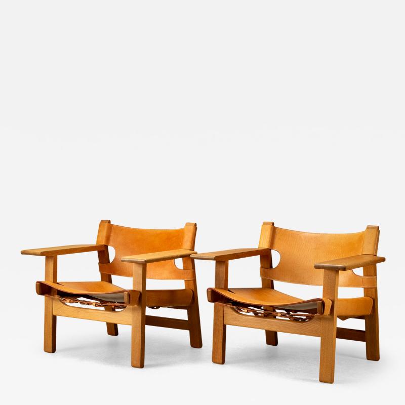  B rge Mogensen Borge Mogensen Pair of BM2226 Spanish Chairs B rge Mogensen Denmark 1960s