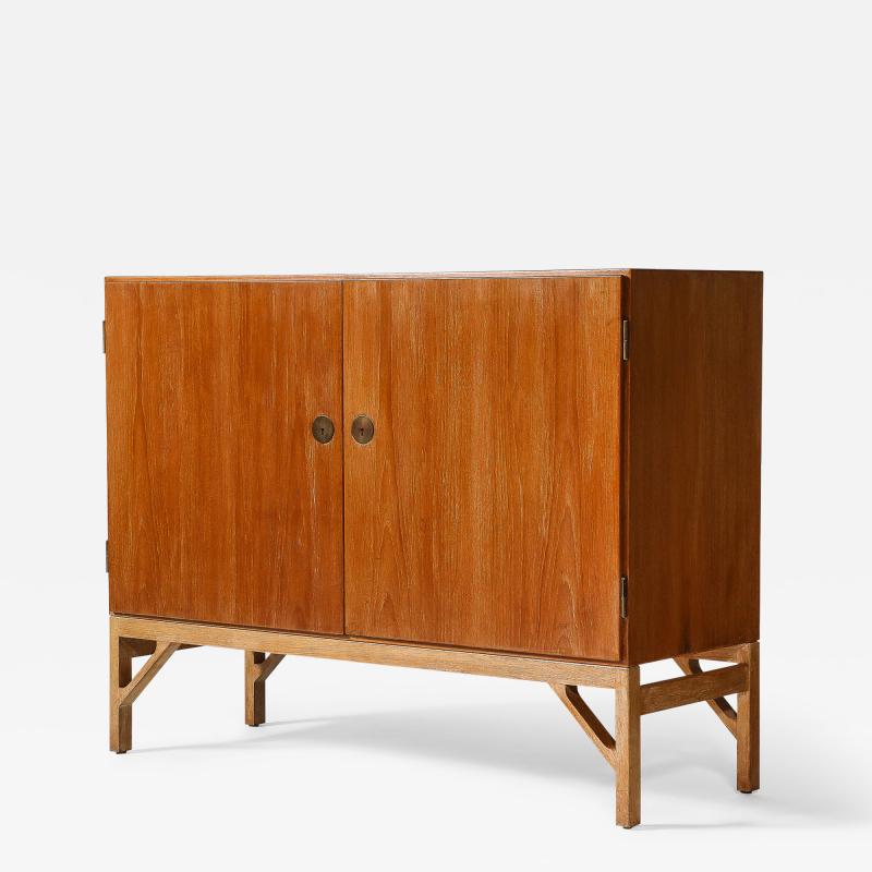  B rge Mogensen Borge Mogensen Teak Oak and Brass Cabinet by Borge Mogensen Denmark c 1960