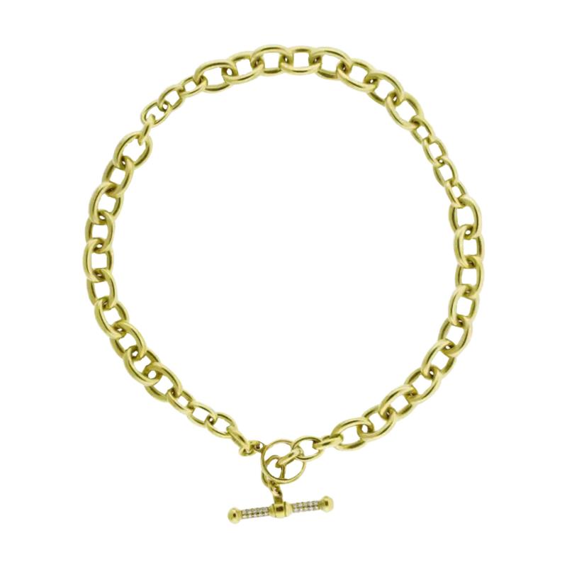  BARRY KEISELSTEIN BARRY KEISELSTEIN CORD GOLD OVAL CHAIN NECKLACE WITH A DIAMOND TOGGLE