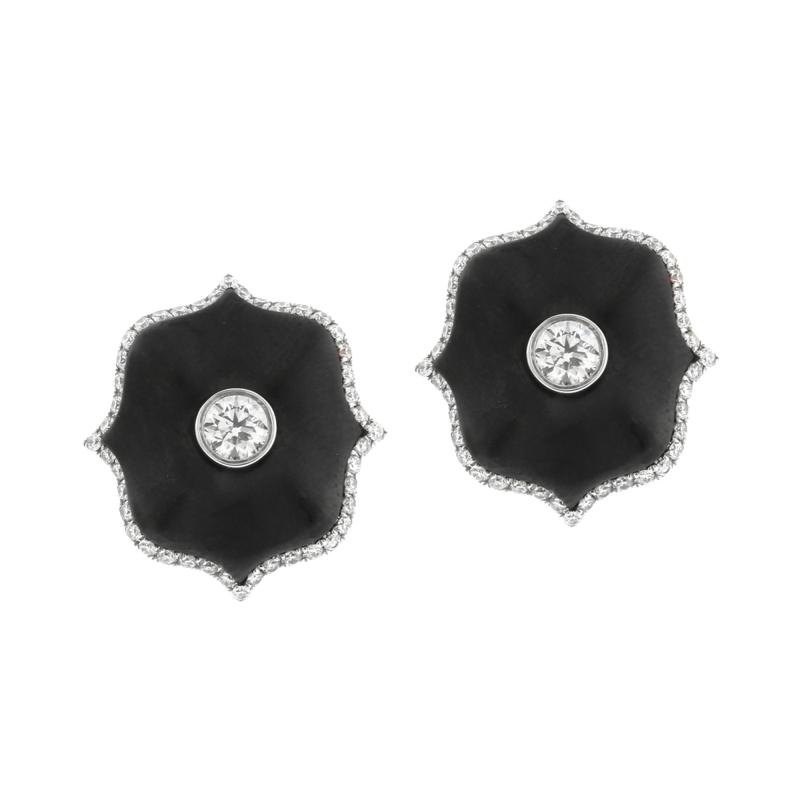  BAYCO BAYCO CERAMIC MINI LOTUS DIAMOND EARRINGS