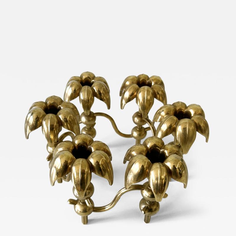 BMF Nagel Rare Mid Century Gilt Brass Candle Holder Palm Leaves by BMF Nagel Germany