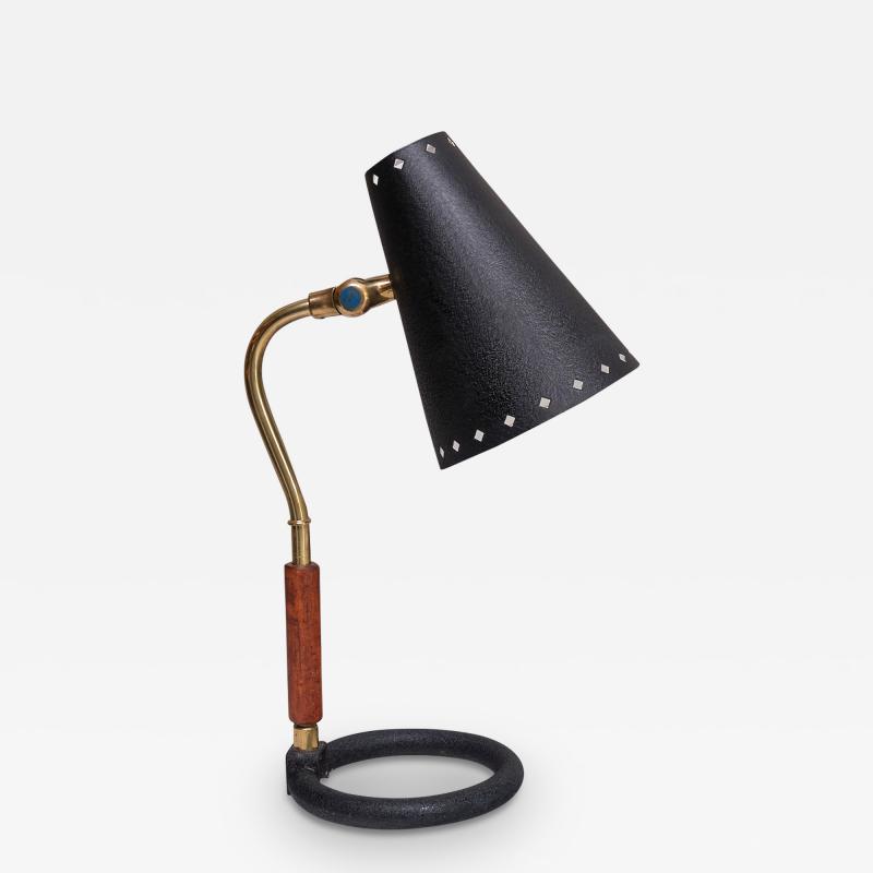  BOR NS BOR S Bor ns Bor s Table Desk Lamp in Brass Wood and Lacquered Metal Sweden 1950s