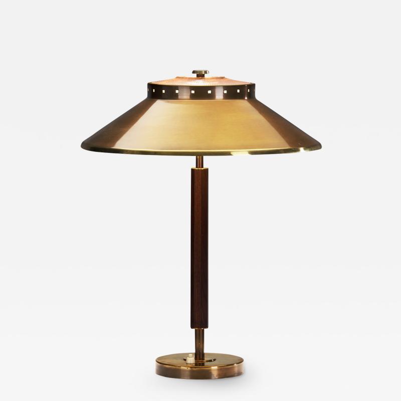  BOR NS BOR S Brass Oak and Glass Table Lamp by Bor ns Bor s Sweden 1940s