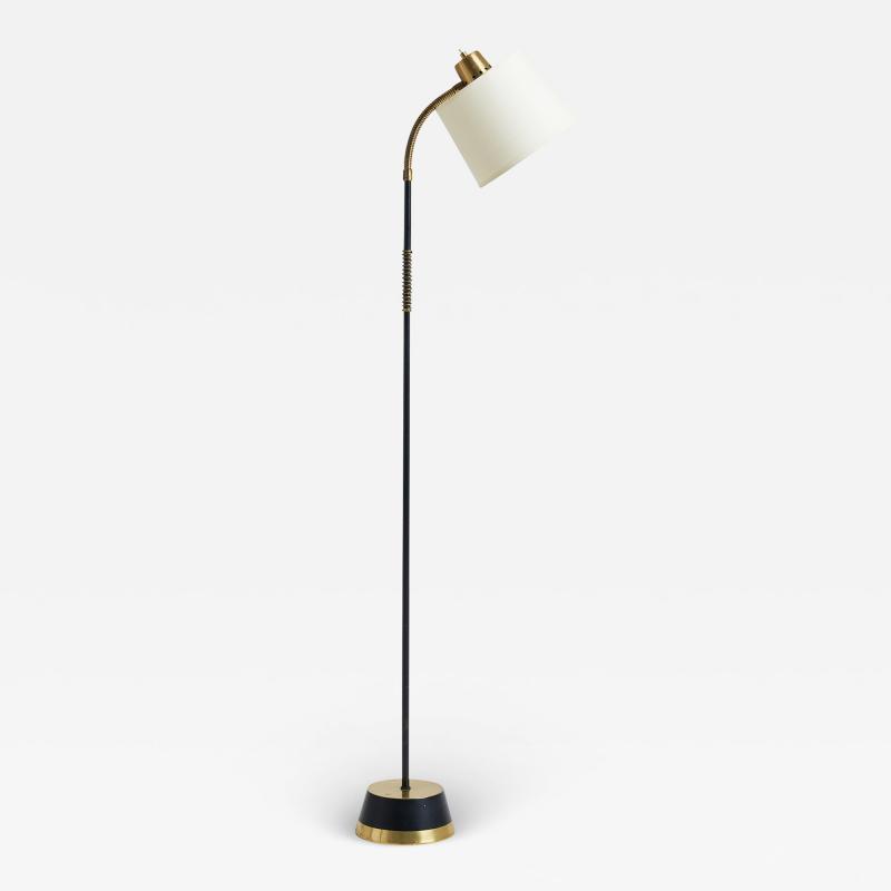  BOR NS BOR S Mid Century Brass and Black Reading Floor Lamp