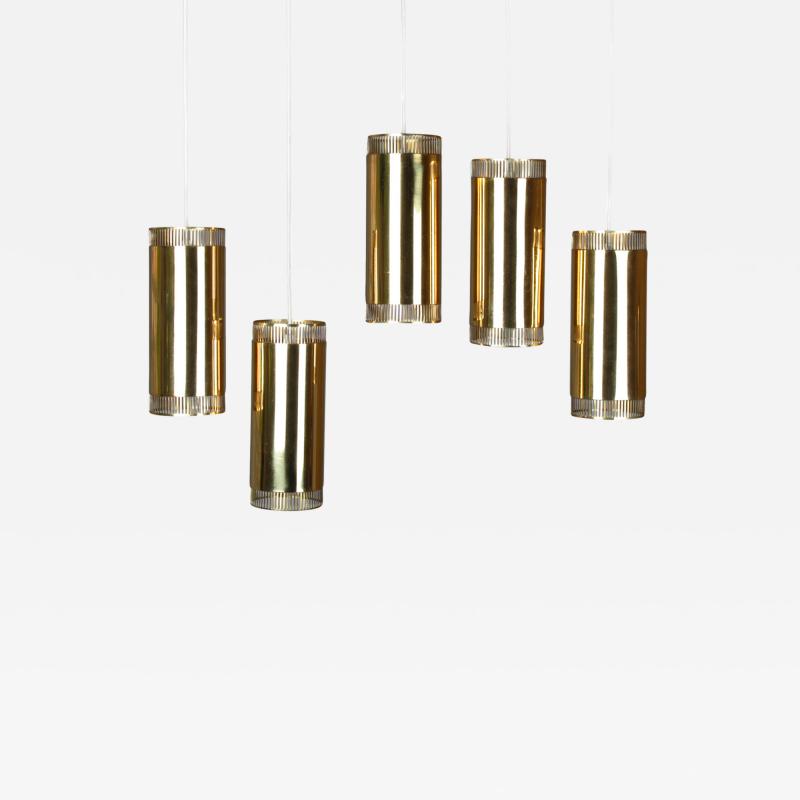  BOR NS BOR S Set of Five Swedish Pendants in Perforated Brass by Bor ns