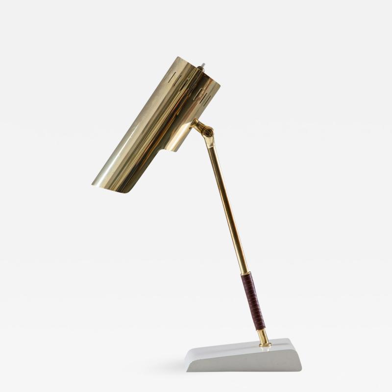  BOR NS BOR S Swedish Midcentury Table Lamp in Leather and Brass by Bor ns