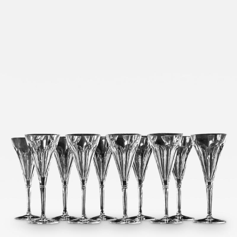  Baccarat 10 Pcs Set of Baccarat Duchesse de Dino Crystal Champagne Flutes