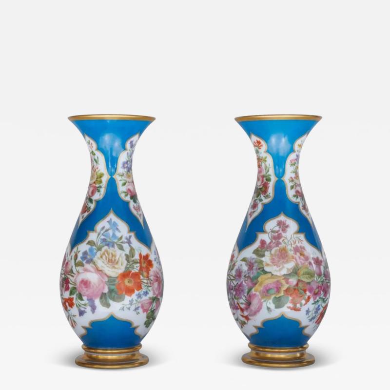  Baccarat A Large and Exquisite Pair of French Baccarat Opaline Glass Vases