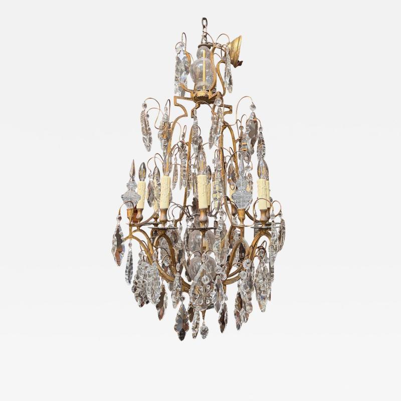  Baccarat Antique Baccarat French Crystal Gilt Bronze Chandelier W Spires