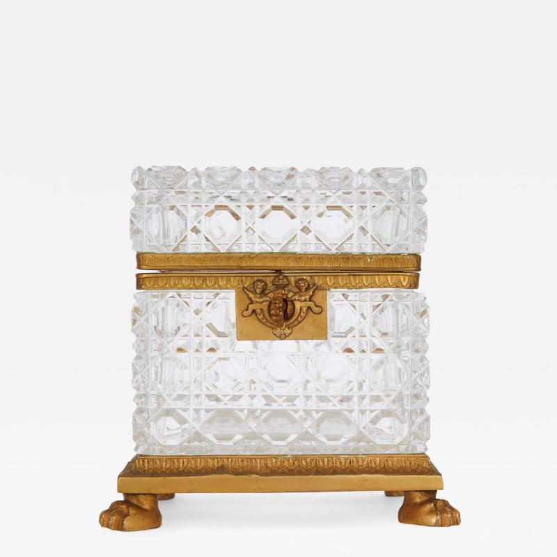  Baccarat Antique ormolu and cut crystal casket by Baccarat