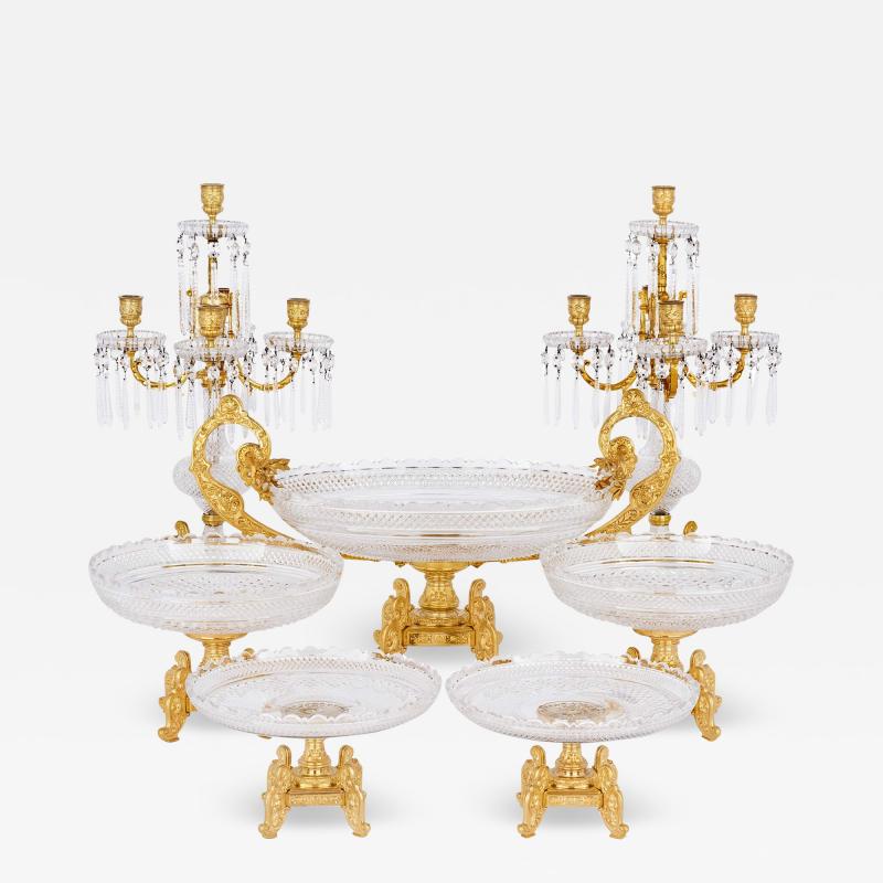  Baccarat Antique seven piece crystal and ormolu centrepiece garniture by Baccarat