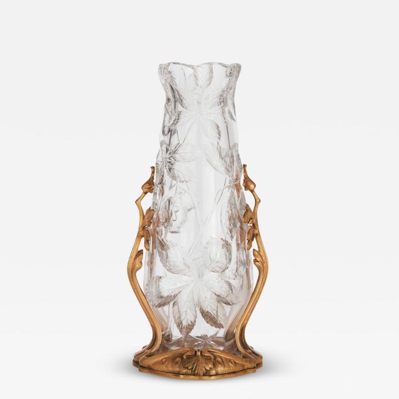  Baccarat Art Nouveau Baccarat crystal vase with ormolu base