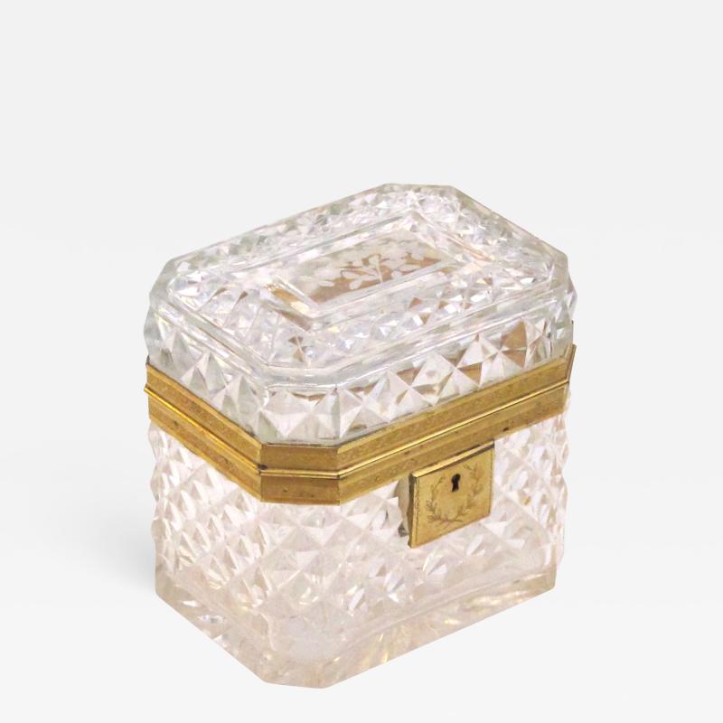  Baccarat Exquisite antique Baccarat diamond cut crystal vanity box with bronze mounts