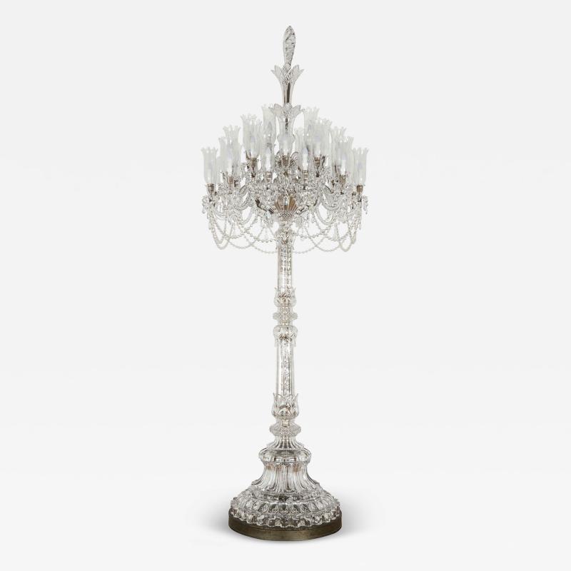  Baccarat Massive antique crystal floor standing candelabrum by Baccarat