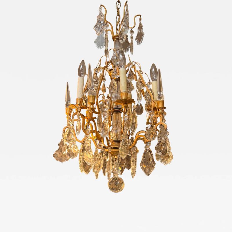  Baccarat Petite Baccarat French Crystal Gilt Bronze Chandelier