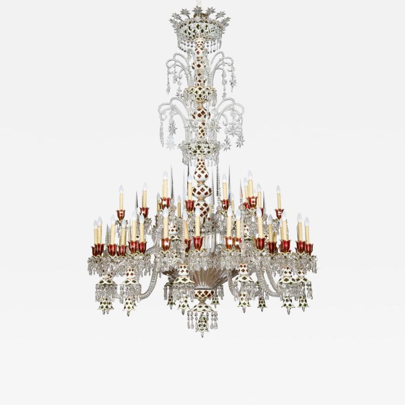  Baccarat Very large antique Baccarat overlay glass chandelier