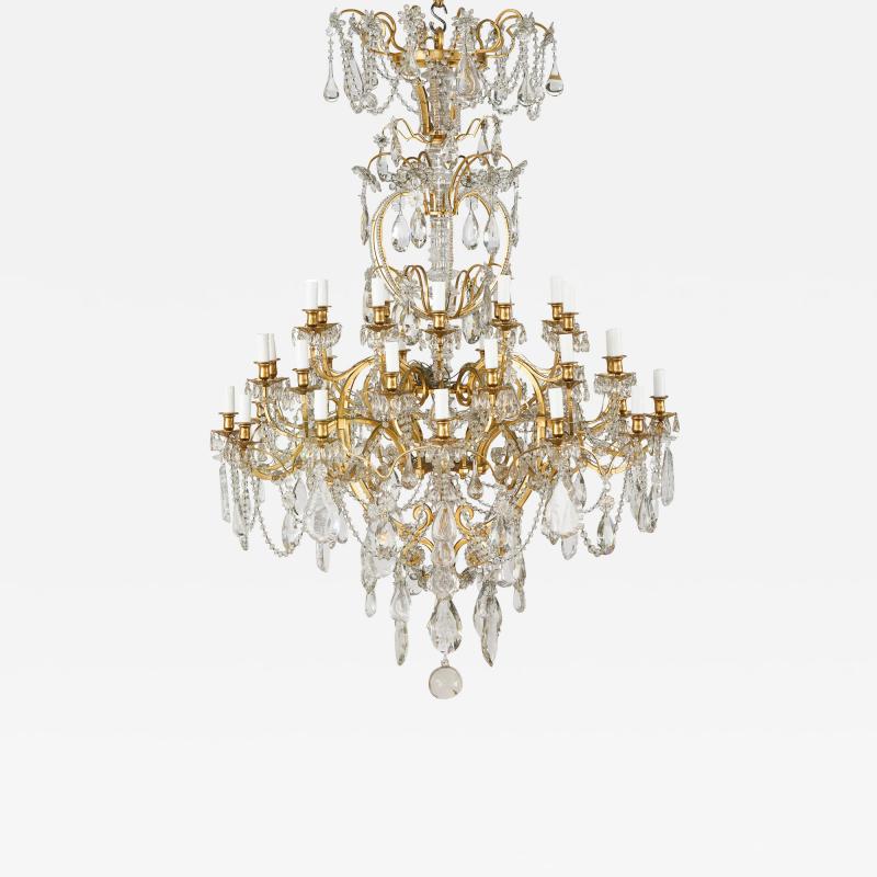  Baccarat Very large antique crystal and ormolu chandelier by Baccarat