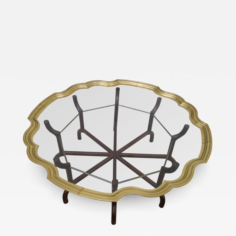  Baker Furniture Co Brass and Glass Tray Top Coffee Table by Baker