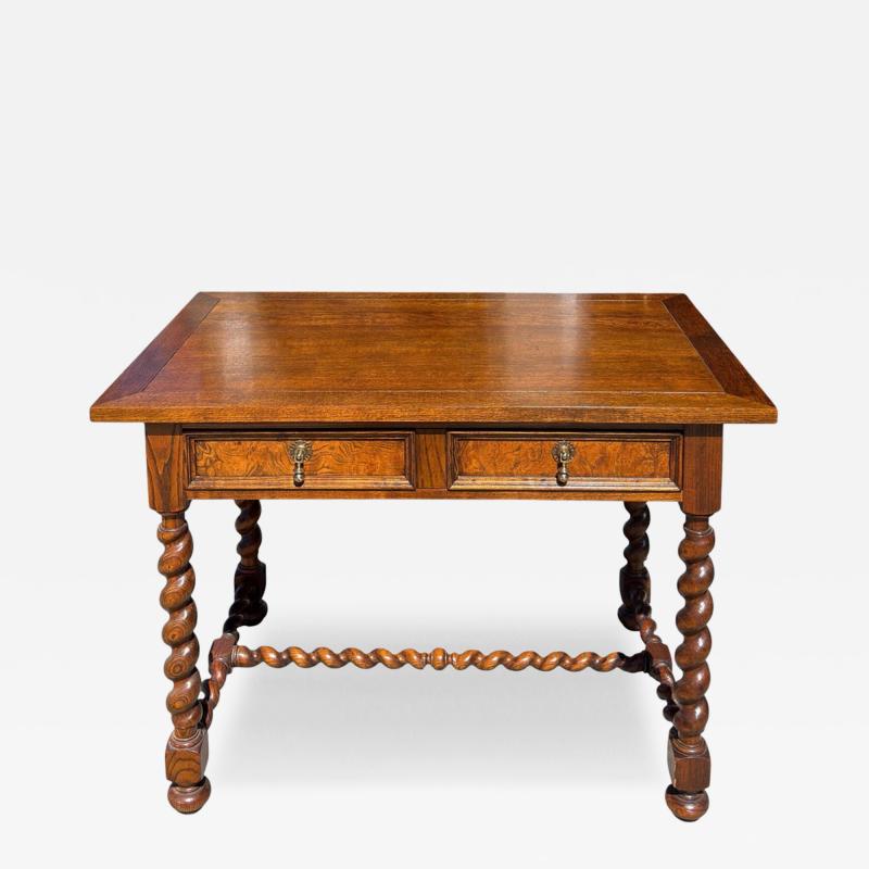  Baker Furniture Company Baker Furniture English Oak Burl Wood Barley Twist Writing Desk