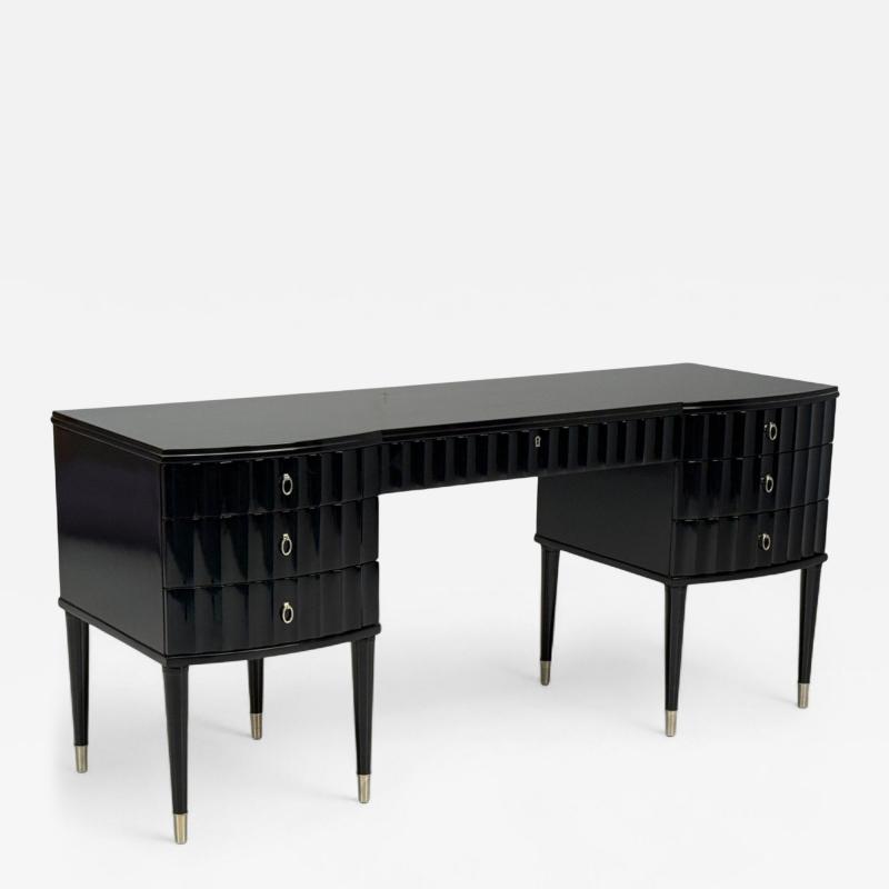  Baker Furniture Company Baker Hollywood Regency Black Lacquer Chrome Writing Desk USA 21st C 