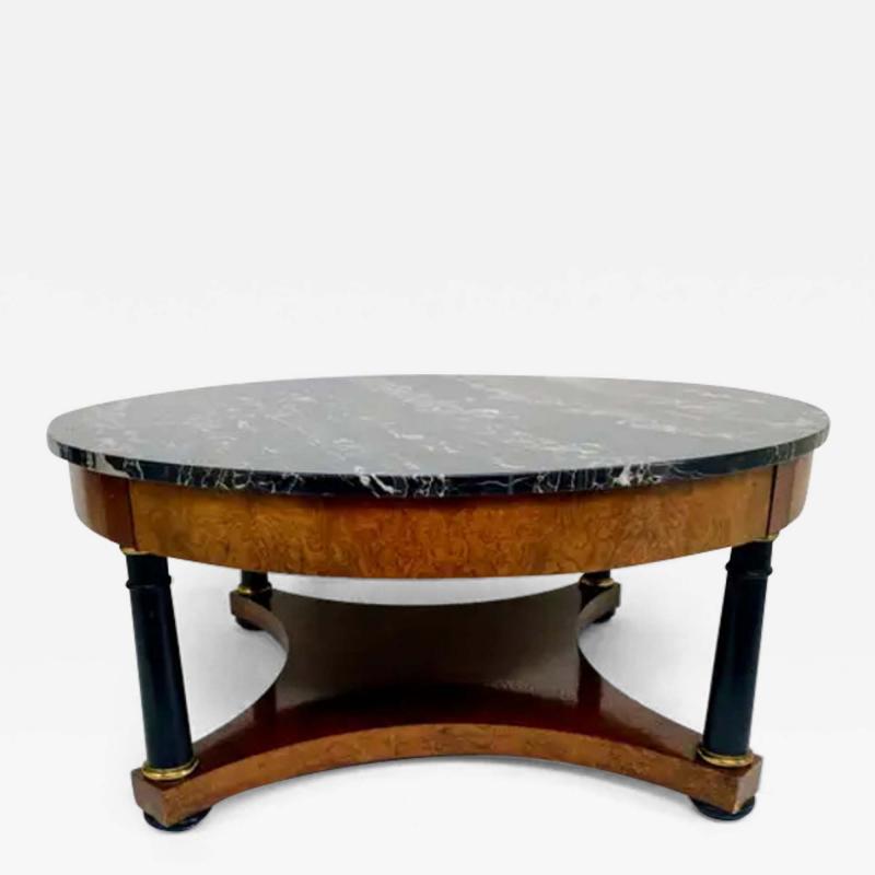  Baker Furniture Company Baker Knapp Tubbs Empire Style Cocktail Table with Italian Portoro Marble