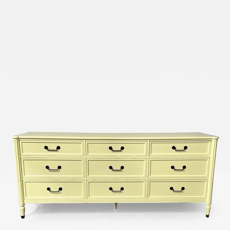  Baker Furniture Company Celadon Green Dresser Sideboard by Baker Brass Handles Refinished Regency