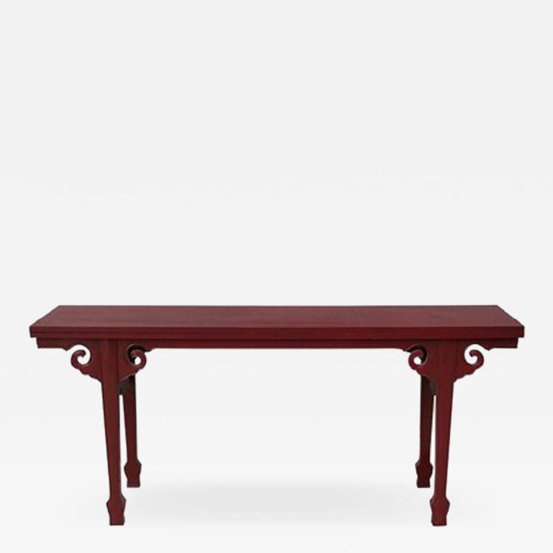  Baker Furniture Company Cinnabar Red Asian Modern Side Table