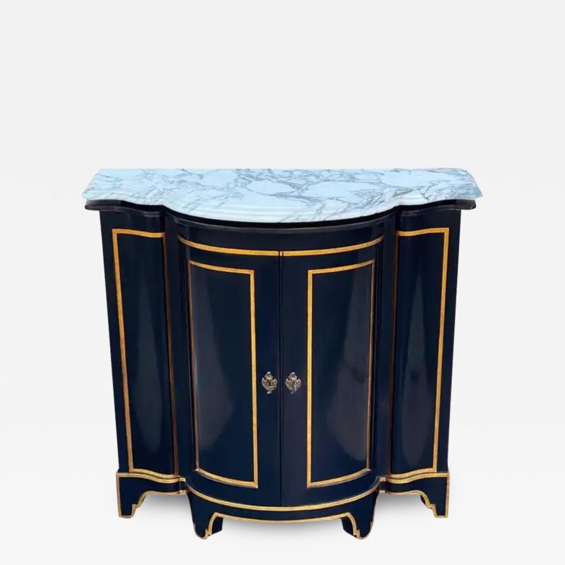  Baker Furniture Company Hollywood Regency Black Gold Marble Storage Cabinet or Credenza by Baker