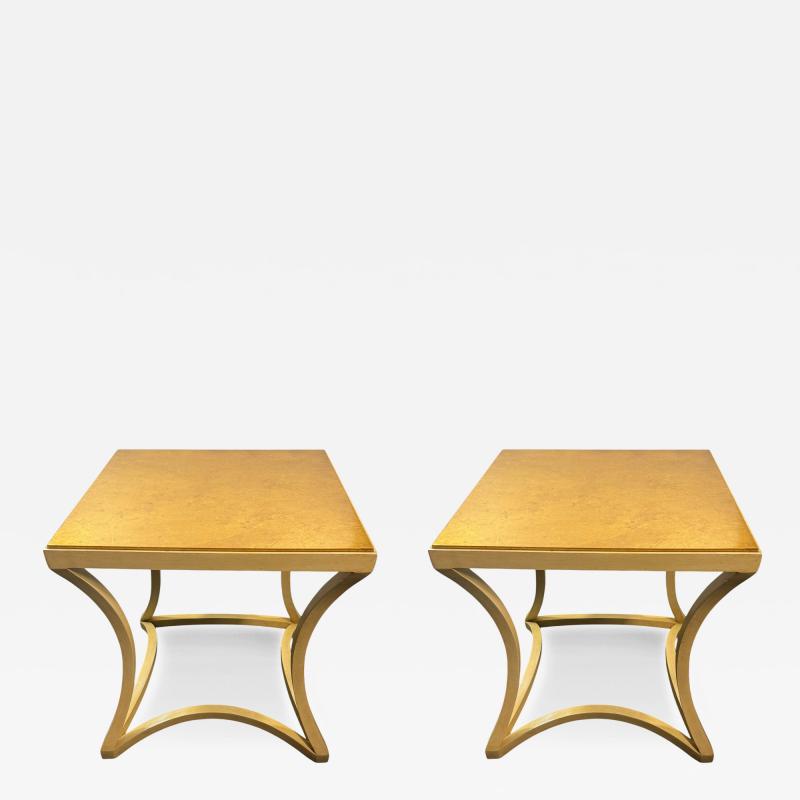  Baker Furniture Company MODERNIST GOLDLEAF TOP CURVED BASE ENAMELED BASE SIDE TABLES