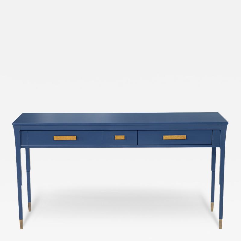  Baker Furniture Company Modern Indigo Console Table with Brass
