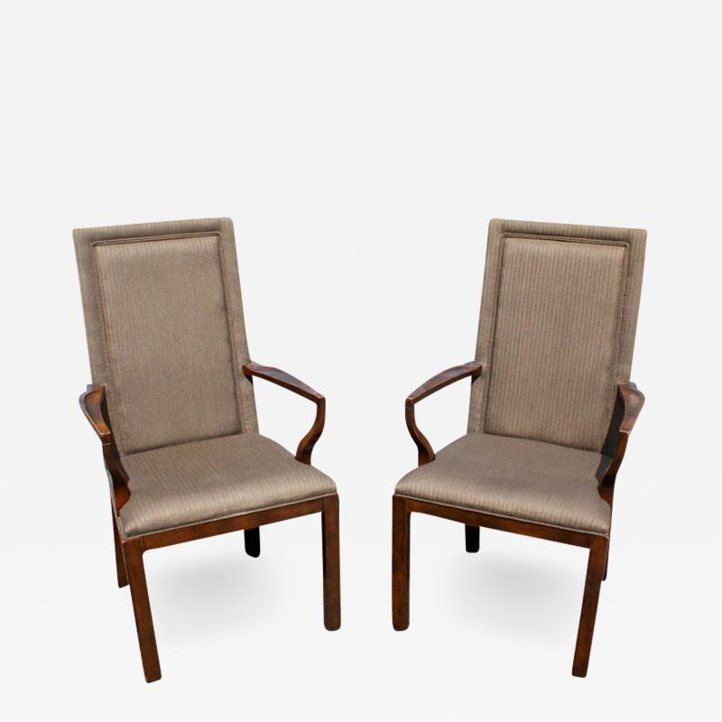  Baker Furniture Company Pair of Baker High Back Arm Chairs